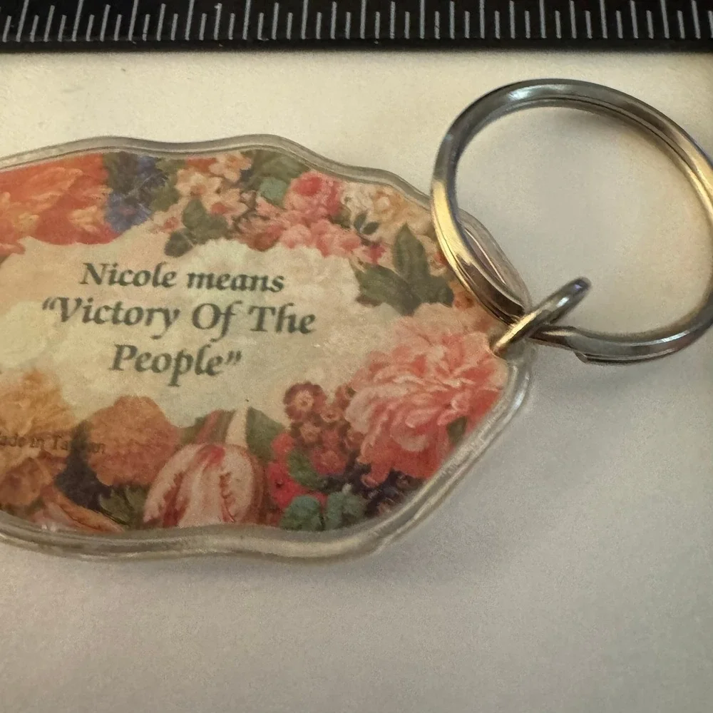 Nicole Name Keychain Floral Print Vintage Meaning Victory‎ Of The People